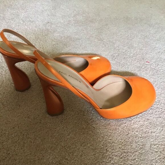 NWOT PAUL ANDREW Tangerine Round Toe Slingback Pump - Picture 9 of 14